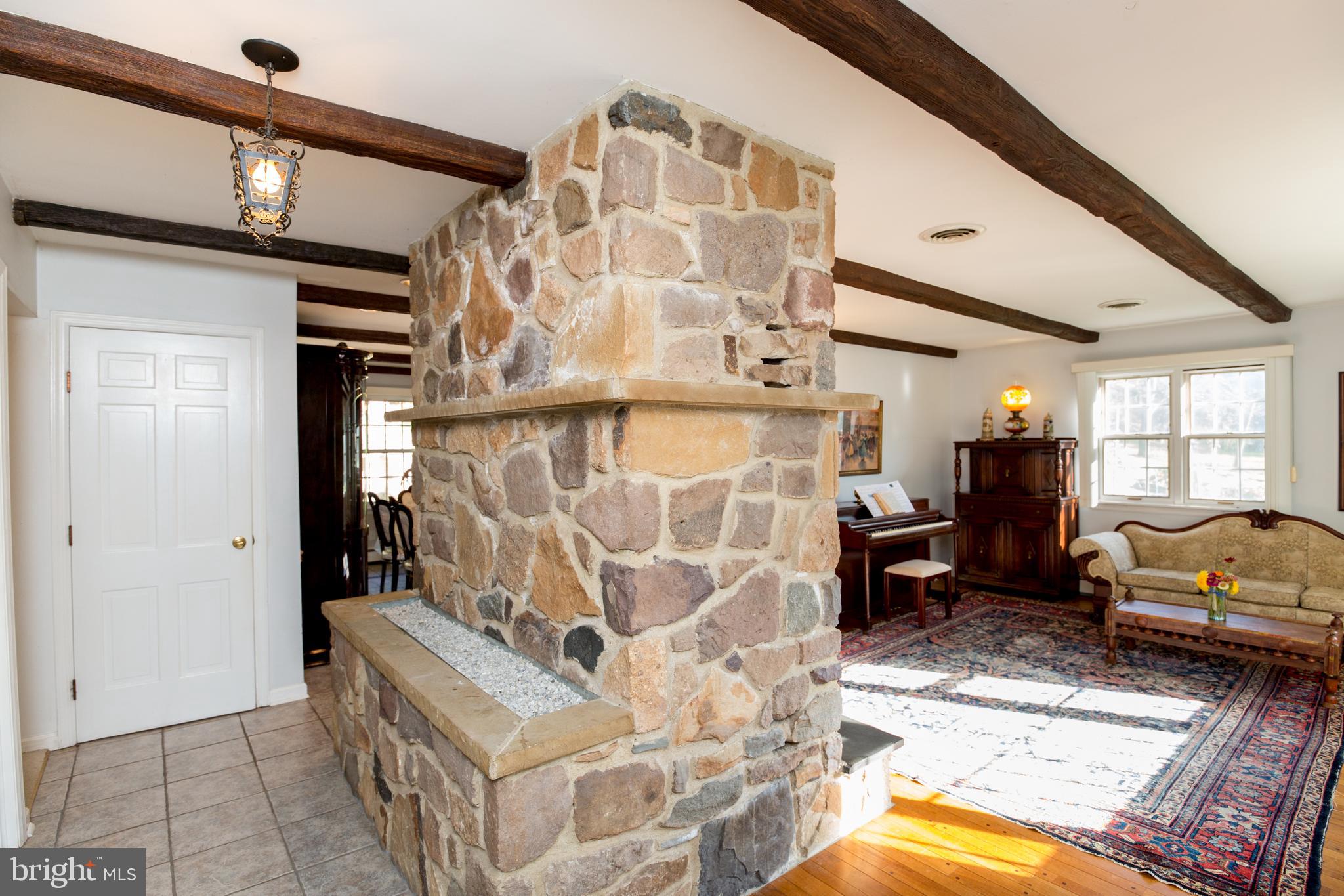 670 Riegelsville Milford Road Milford, NJ 08848 - Photo 3 of 26 Foyer with Stone Fireplace