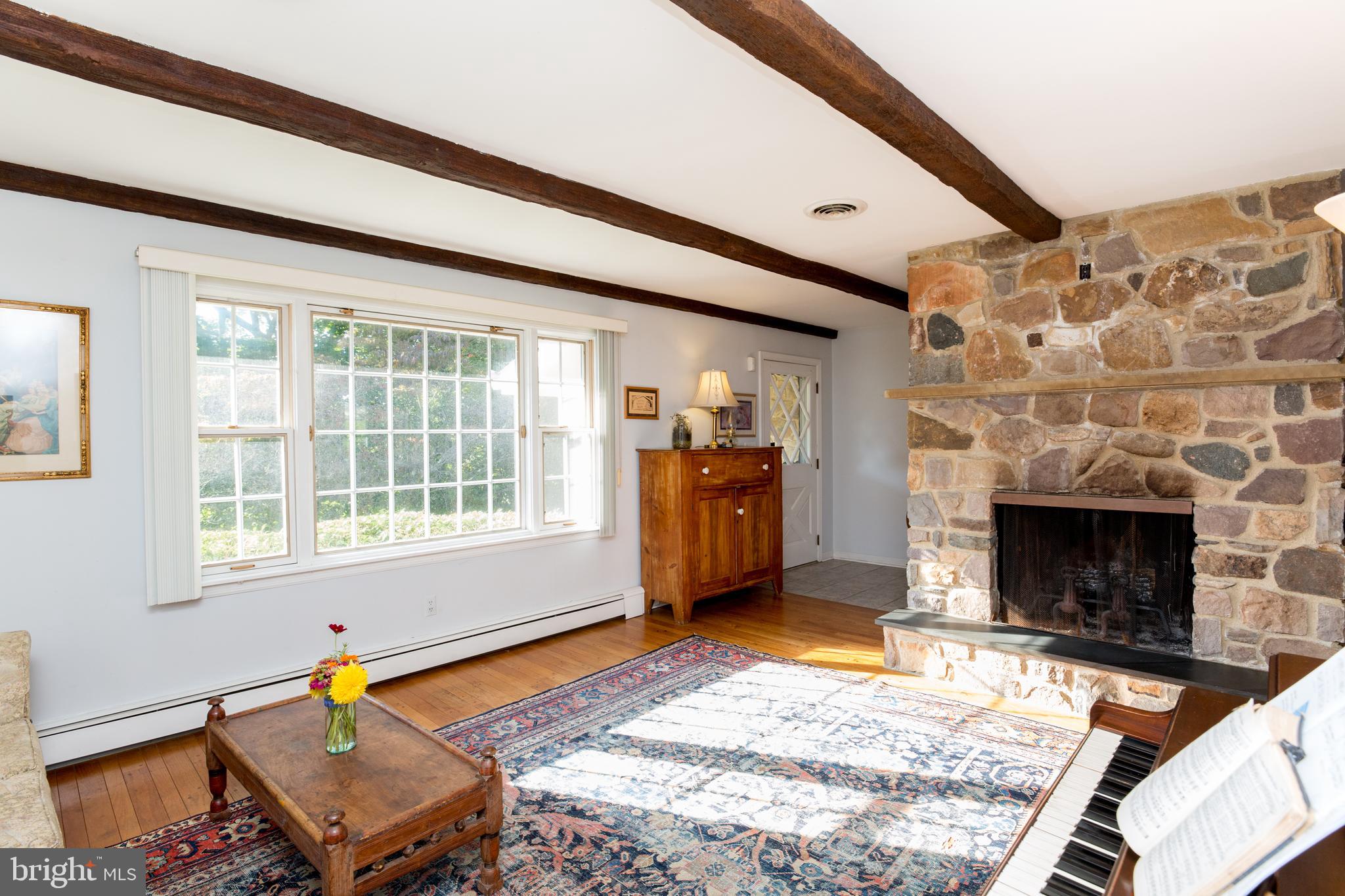 670 Riegelsville Milford Road Milford, NJ 08848 - Photo 6 of 26 Living Room with Stone Fireplace