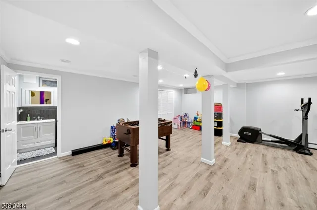 a kitchen with a table and chairs