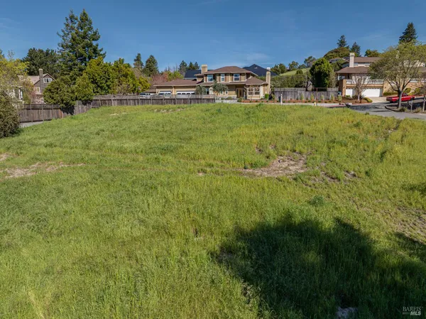 an aerial view of residential house with pool and yard