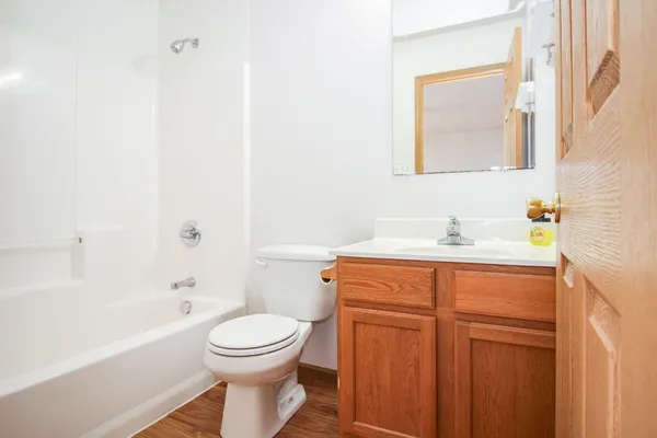 a bathroom with a sink a toilet and a bathtub