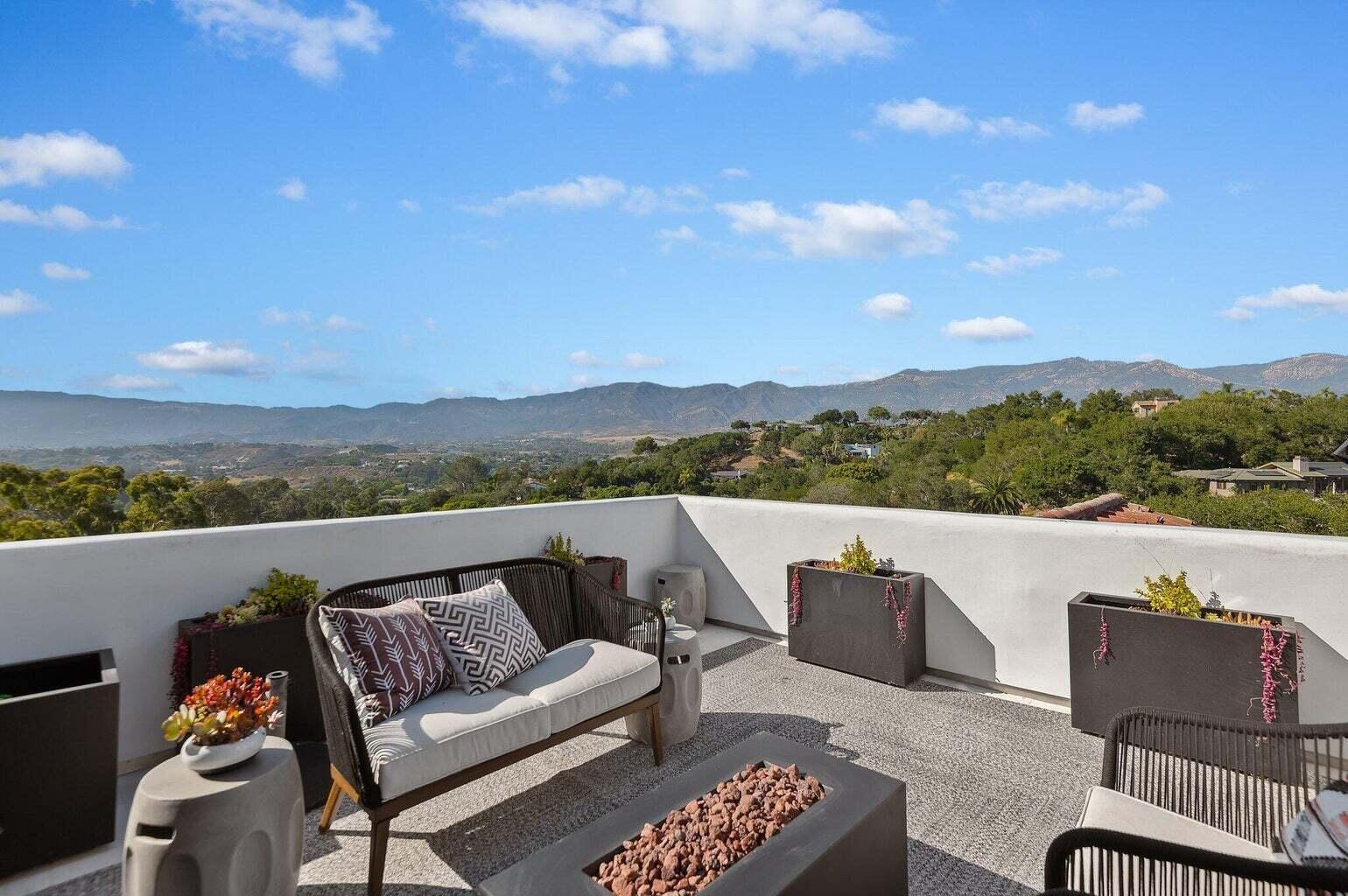 695 Via Hierba Santa Barbara, CA 93110 - Photo 29 of 70 a terrace view with seating space and a garden
