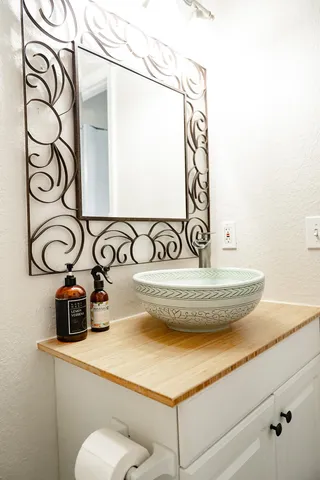 a view of a sink in a bathroom