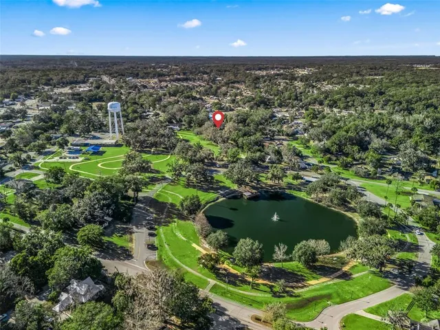 a view of a garden with a lake