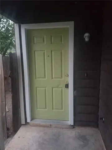 an empty room with a door