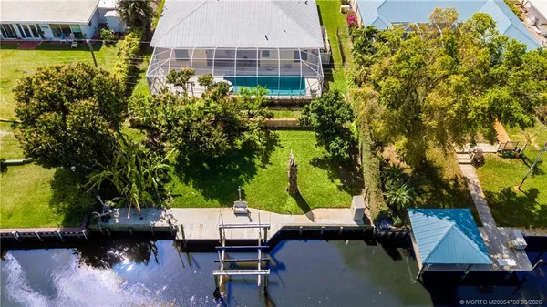 a view of a lake from a house