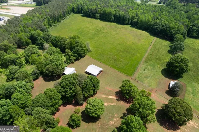 an aerial view of a house