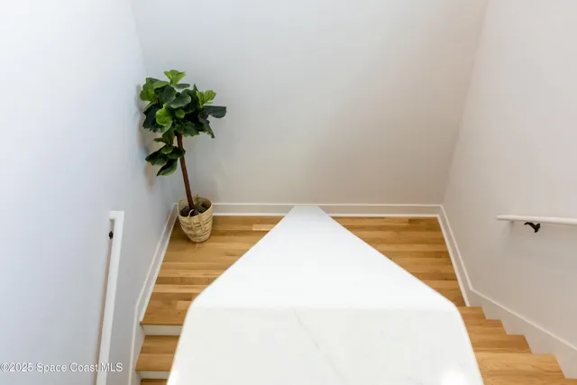 a view of a swimming pool and chandelier