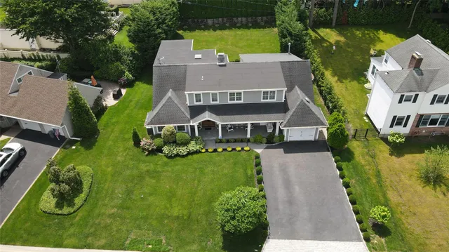 an aerial view of a house