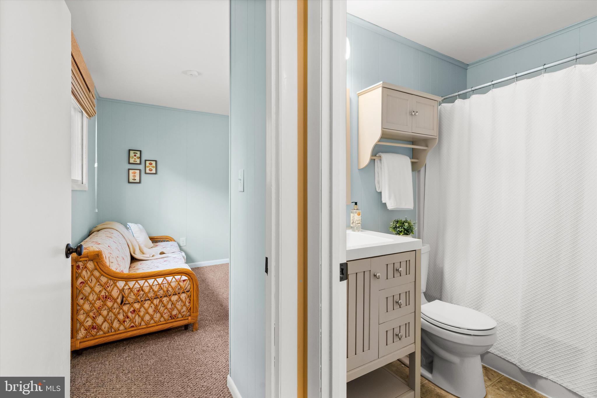 606 Spring Lake Court Bethany Beach, DE 19930 - Photo 27 of 53 a bathroom with a toilet a sink and mirror