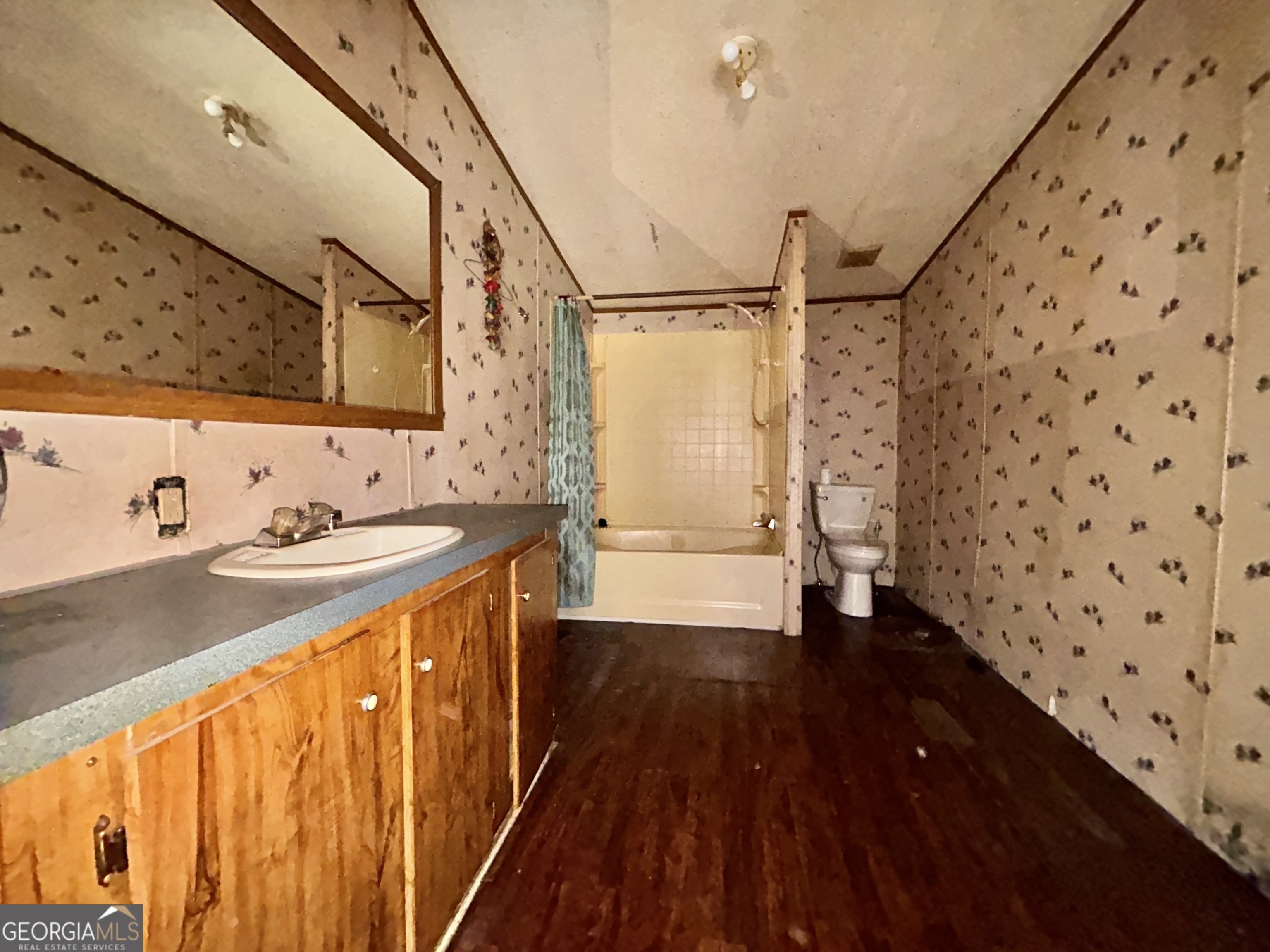 1299 Bodie Rayle Road Elberton, GA 30635 - Photo 12 of 18 a bathroom with a sink a mirror and a shower