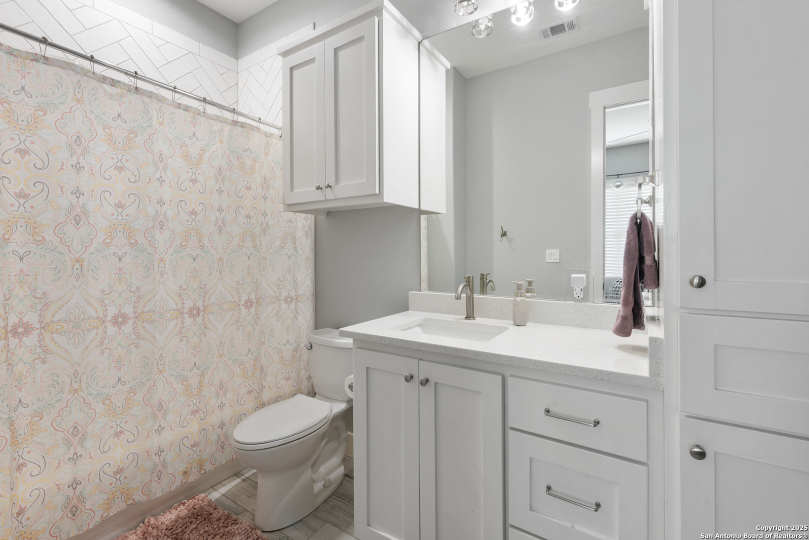 32139 Giboney Road Hempstead, TX 77445 - Photo 47 of 65 a bathroom with a toilet a sink a vanity and mirror
