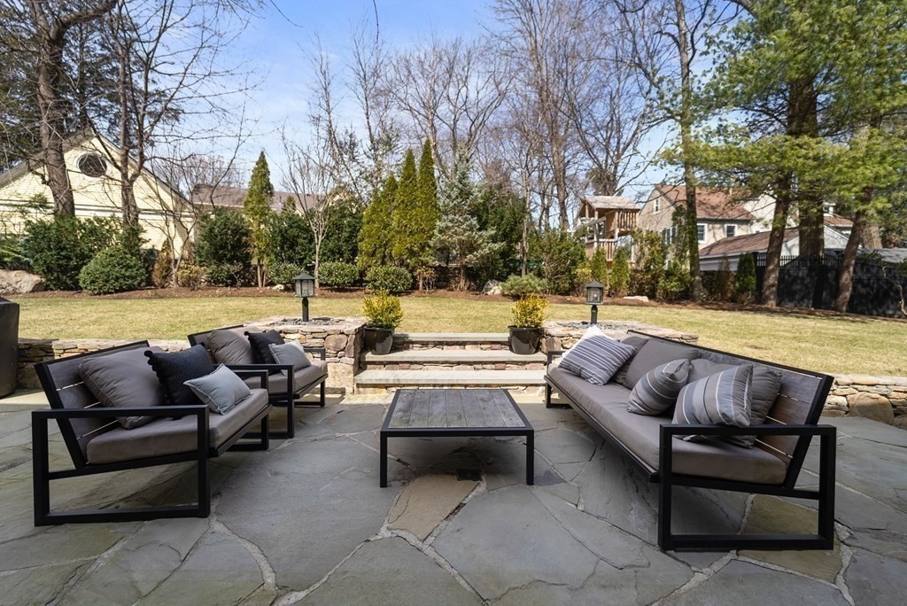 15 Old Town Road Wellesley, MA 02481 - Photo 29 of 30 a view of patio with couches and a fire pit