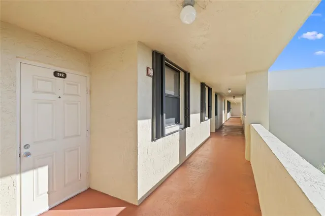 a hallway with windows
