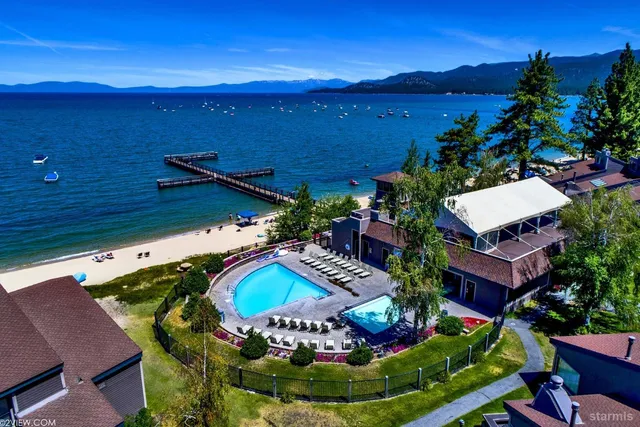 a view of a city with a lake view