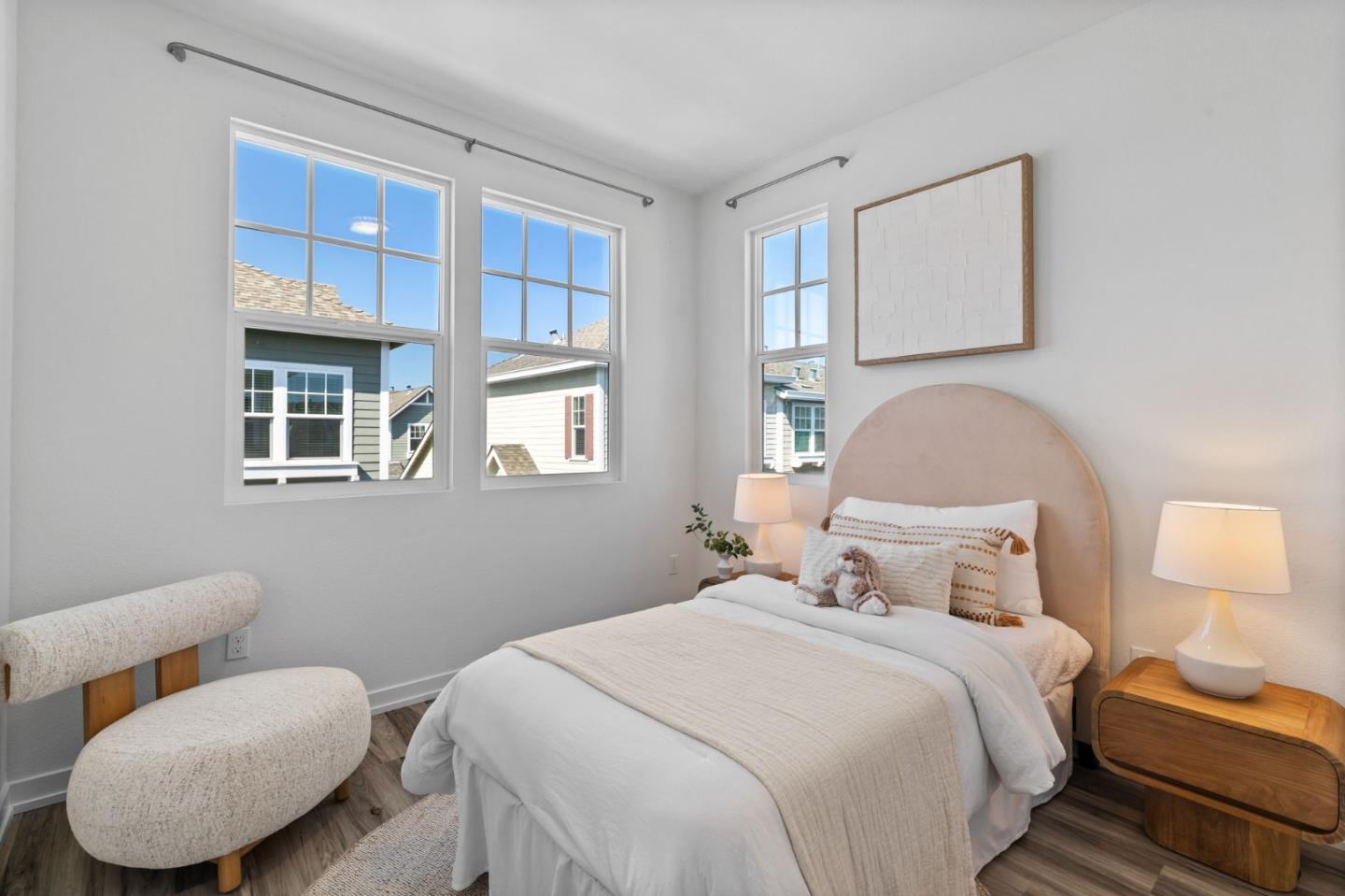 3908 Degree Lane Mountain View, CA 94043 - Photo 23 of 32 a bedroom with a bed a lamp and a window