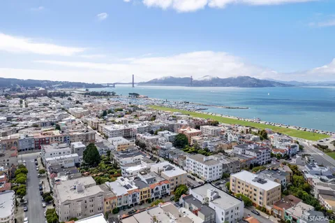 an aerial view of a city