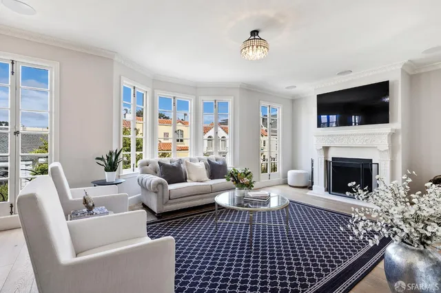 a living room with furniture