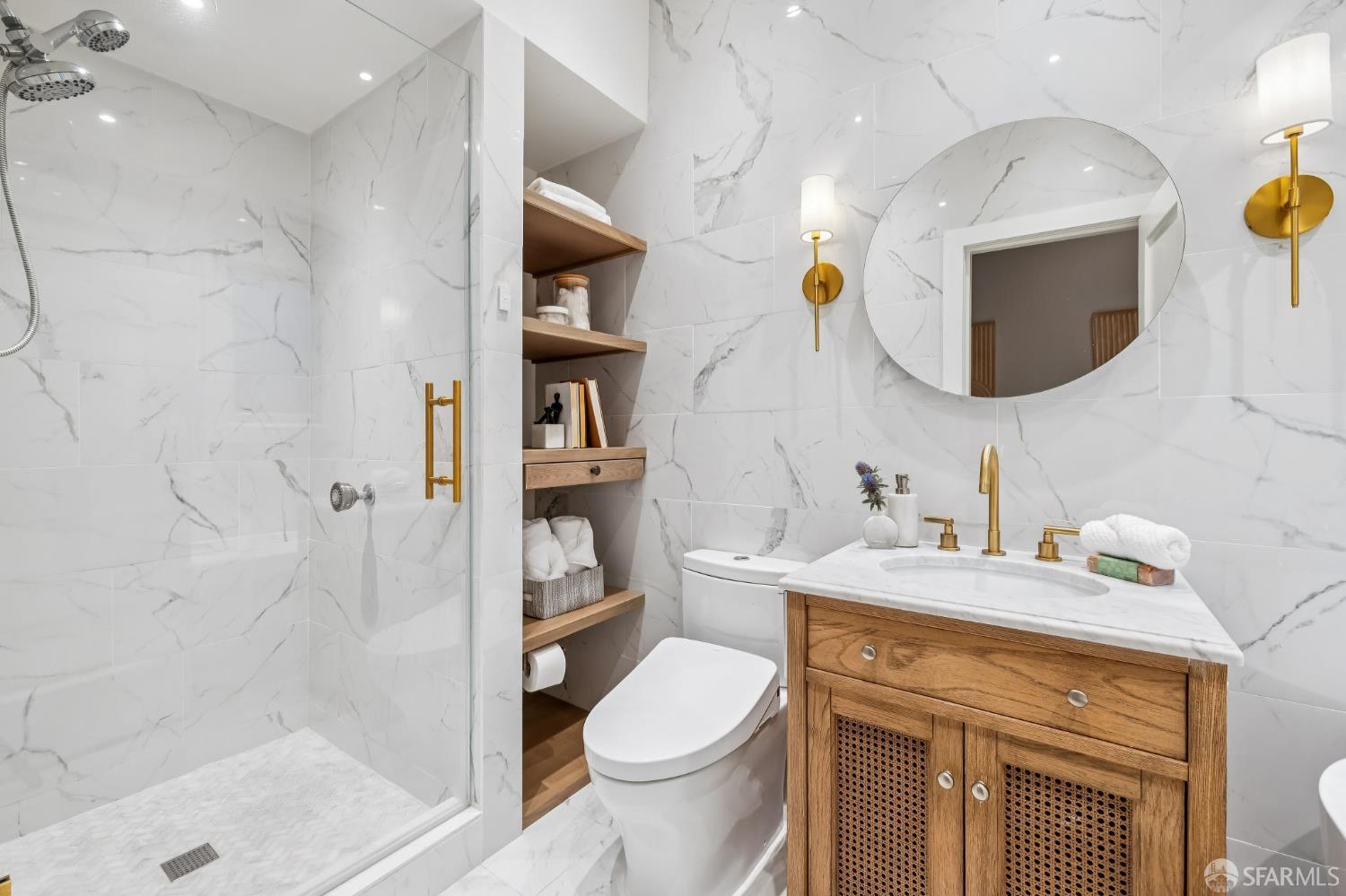 3641 Webster Street San Francisco, CA 94123 - Photo 36 of 52 a bathroom with a sink toilet and shower