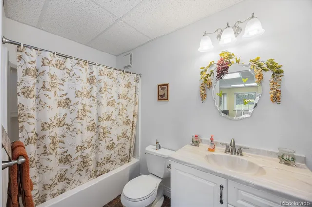 a bathroom with a sink mirror vanity and toilet