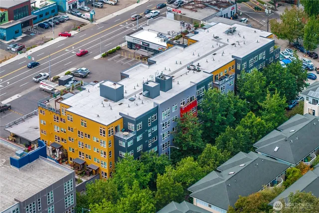 an aerial view of a house