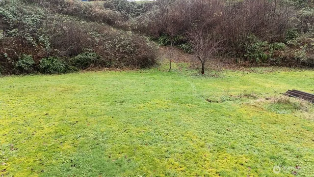 a backyard of a house with lots of green space