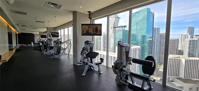 a view of a room with gym equipment
