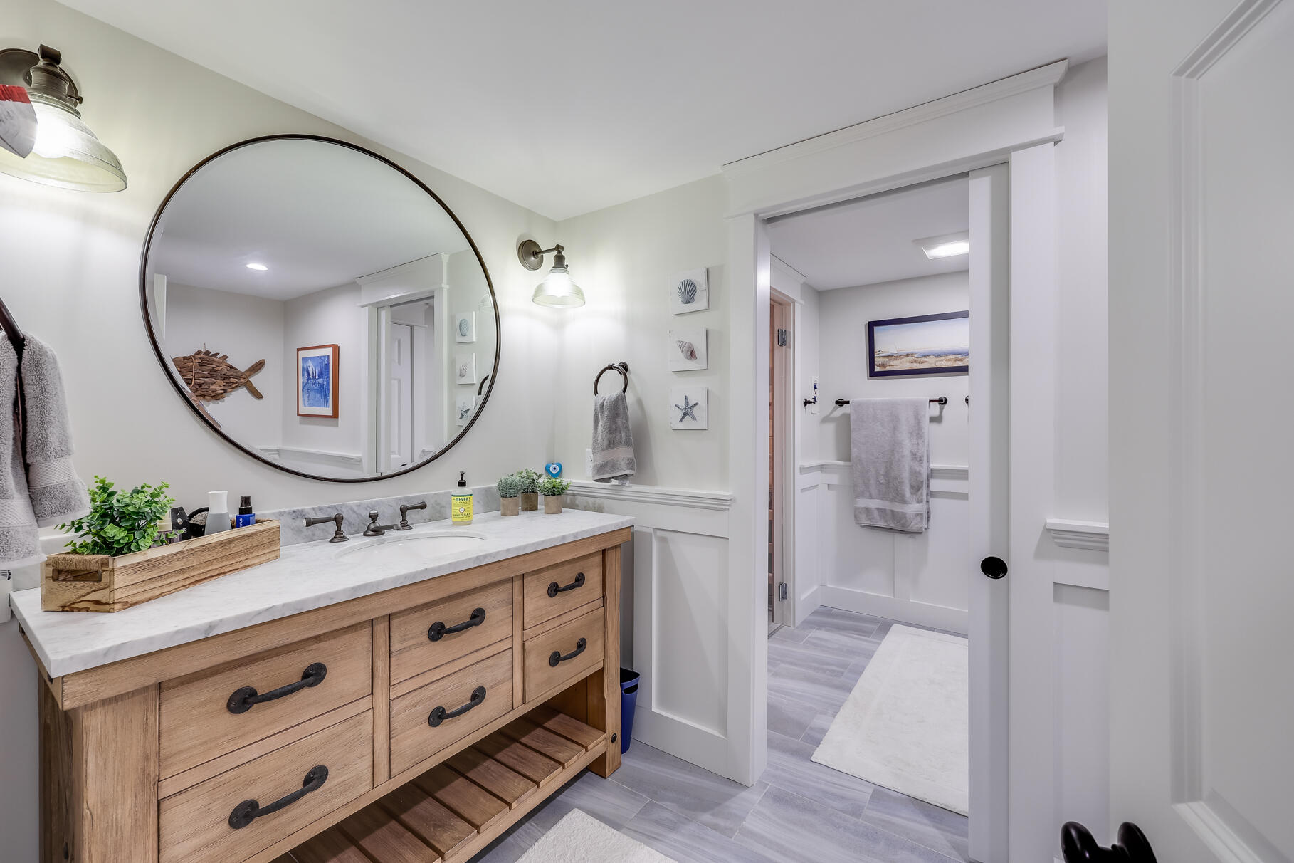 51 North Gate Road Chatham, MA 02633 - Photo 32 of 50 a bathroom with a double vanity sink mirror and shower