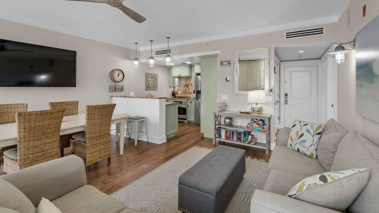 19 Town Center Loop, Unit 2A Santa Rosa Beach, FL 32459 - Photo 12 of 18 six palms living kitchen and dining