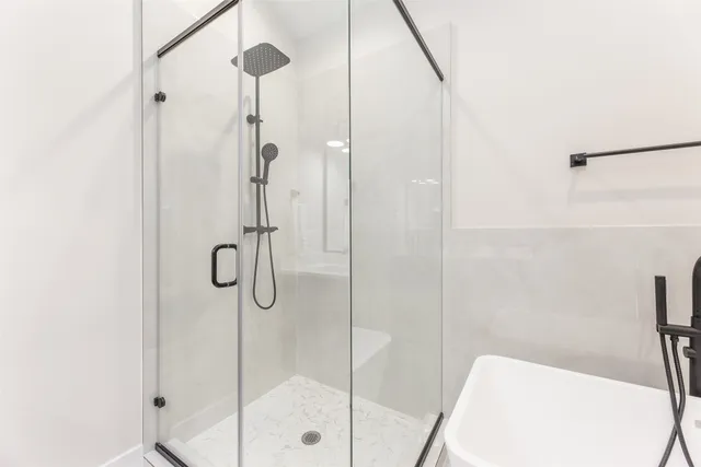 a bathroom with a shower