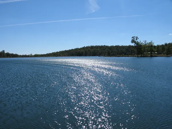 a view of lake and mountain