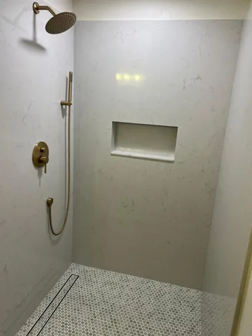 a bathroom with a shower