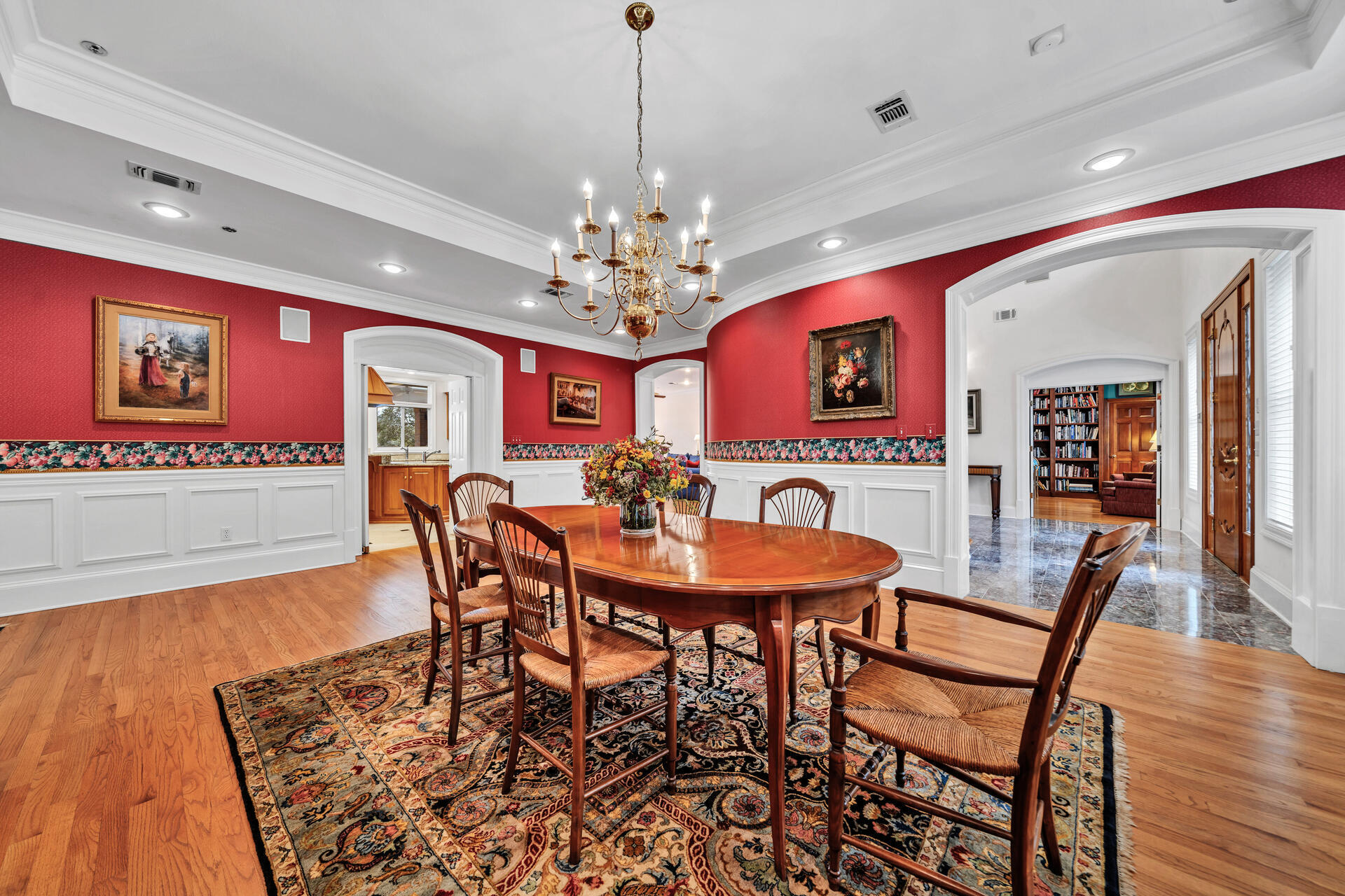 35 Poquito Road Shalimar, FL 32579 - Photo 28 of 87 a view of a a dining room with furniture wooden floor and chandelier