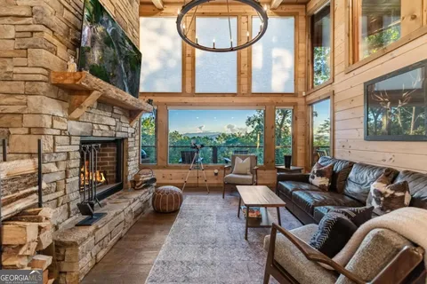 a bed sitting in front of a building