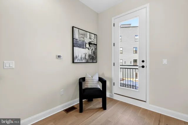 a bedroom with a workspace