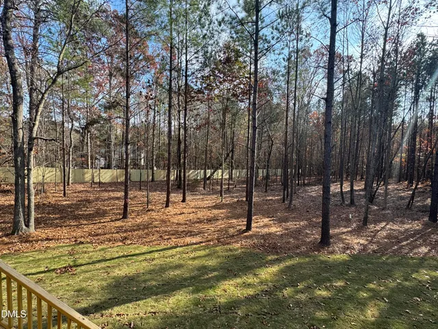 a backyard of a house with lots of trees