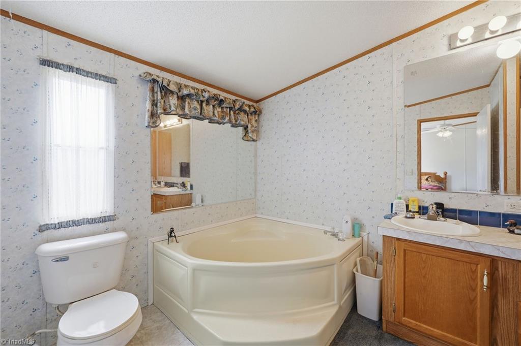 4790 Waynick Meadow Road Asheboro, NC 27205 - Photo 6 of 33 Ensuite primary bathroom with double vanity and tub.
