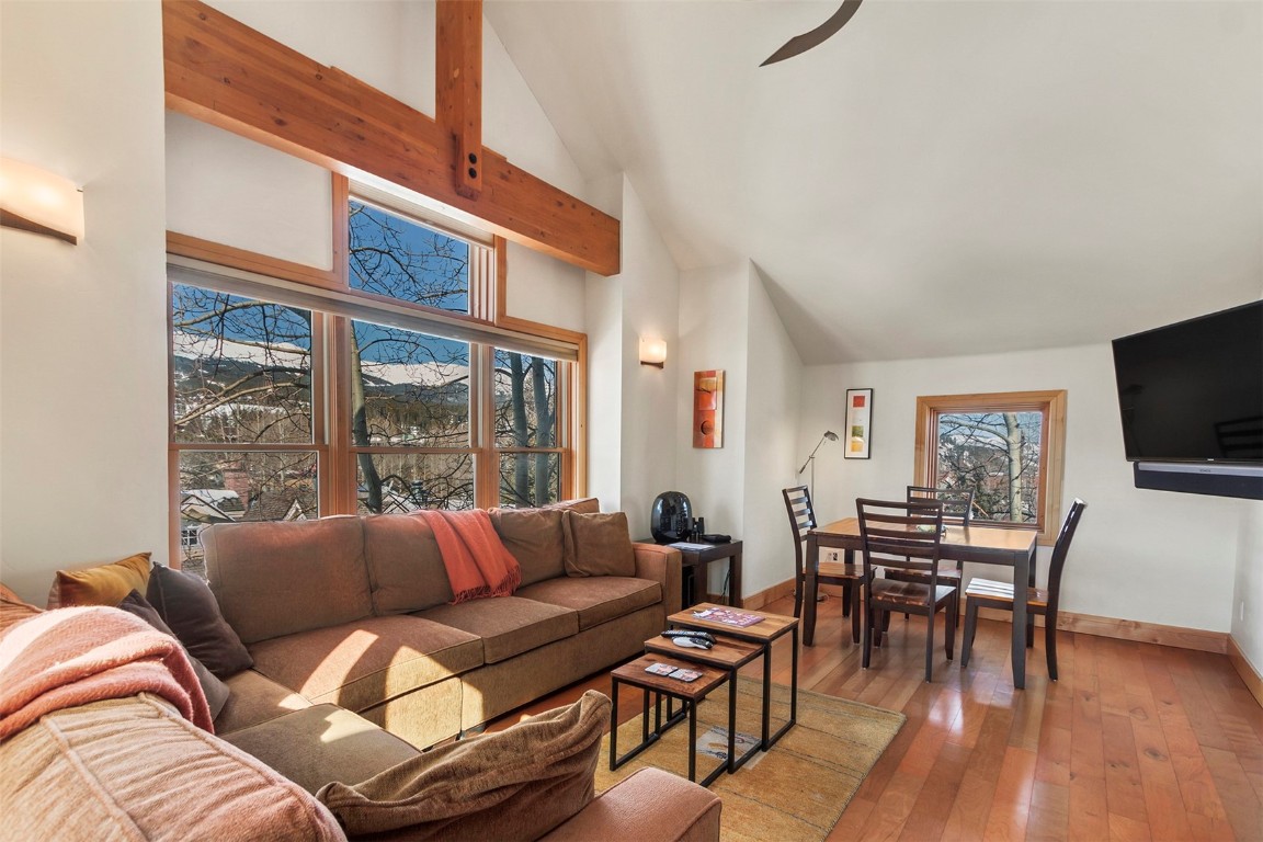 217 South Ridge Street, Unit 3 Breckenridge, CO 80424 - Photo 5 of 21 a living room with furniture wooden floor and a flat screen tv