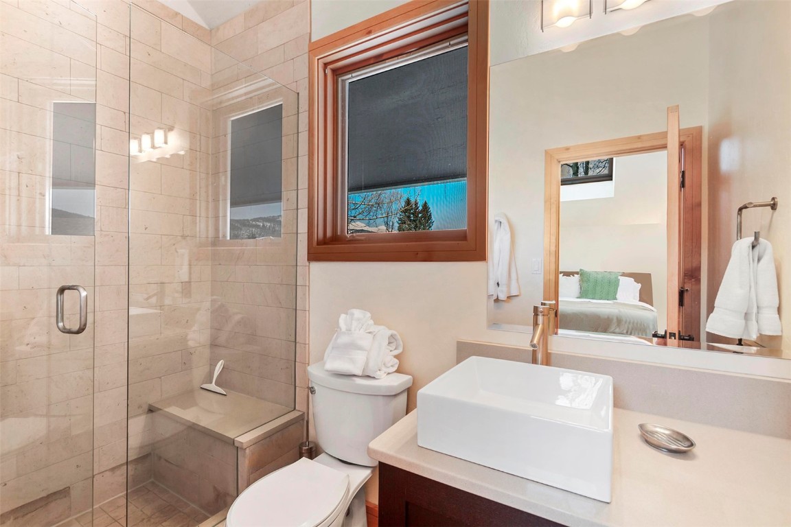 217 South Ridge Street, Unit 3 Breckenridge, CO 80424 - Photo 10 of 21 a bathroom with a sink toilet and shower