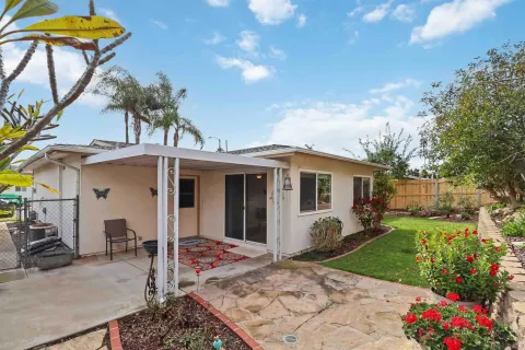 a view of a house with a patio