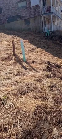 a view of a backyard of a house