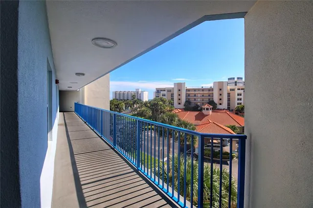 a view of city from a balcony