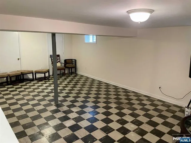 a black and white checkered floor