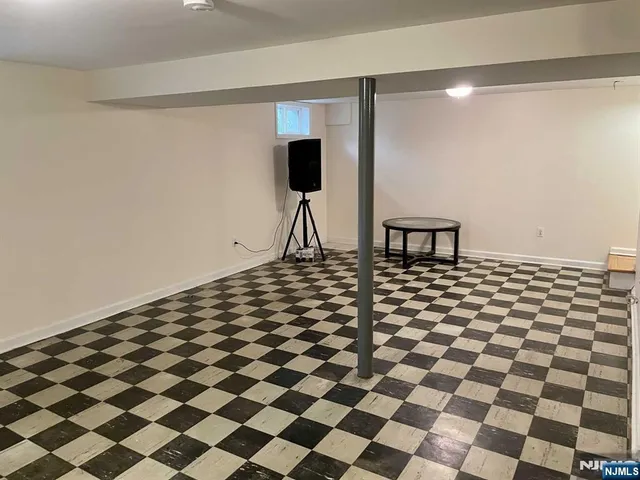 a black and white checkered floor
