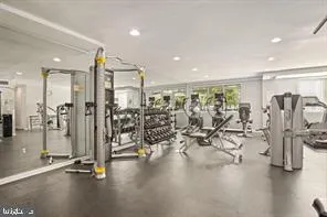 a view of a room with gym equipment