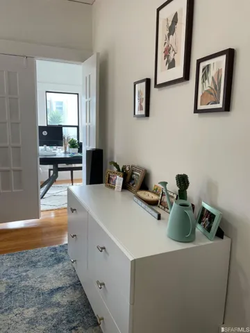 a room with table and couch