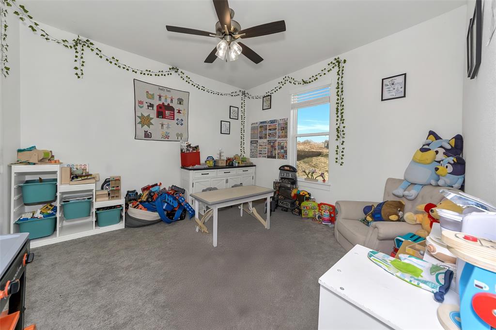 1040 Agnes Street North Springtown, TX 76082 - Photo 28 of 40 Rec room with carpet flooring and ceiling fan