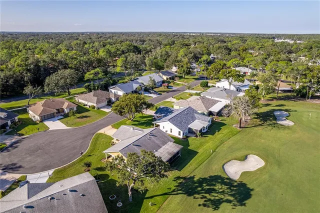 an aerial view of residential houses with yard