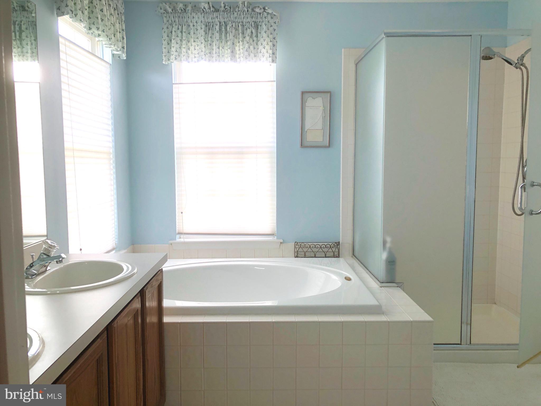 4 Rockingham Drive Marlton, NJ 08053 - Photo 30 of 46 a bathroom with a granite countertop sink and a bathtub