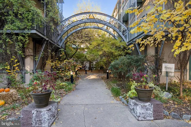 a building with a potted plant and a potted plant